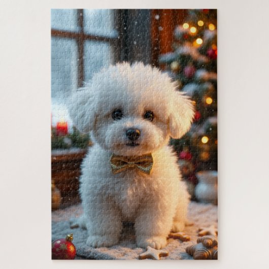 Puzzle Art de Noël Bichon Frise (Vertical)