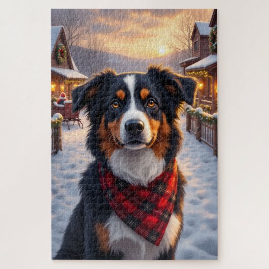 Puzzle Art de Noël de Berger Australien (Vertical)