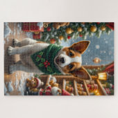 Puzzle Art de Noël de Jack Russell Terrier (Horizontal)
