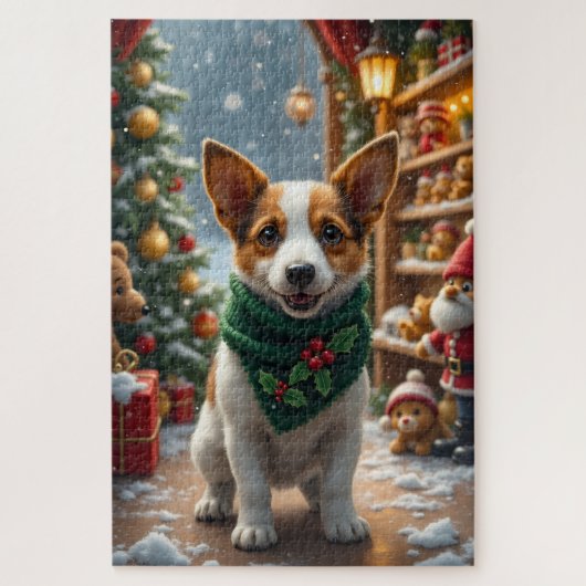 Puzzle Art de Noël de Jack Russell Terrier (Vertical)