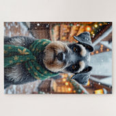 Puzzle Art de Noël de Schnauzer (Horizontal)