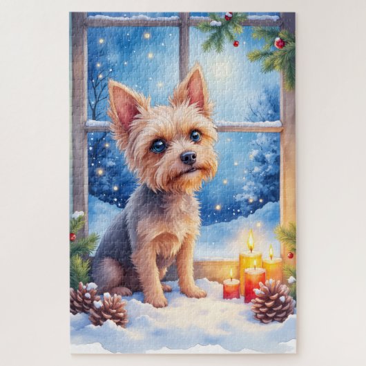 Puzzle Art de Noël Fenêtre Givrée Griffon de Bruxelles (Vertical)