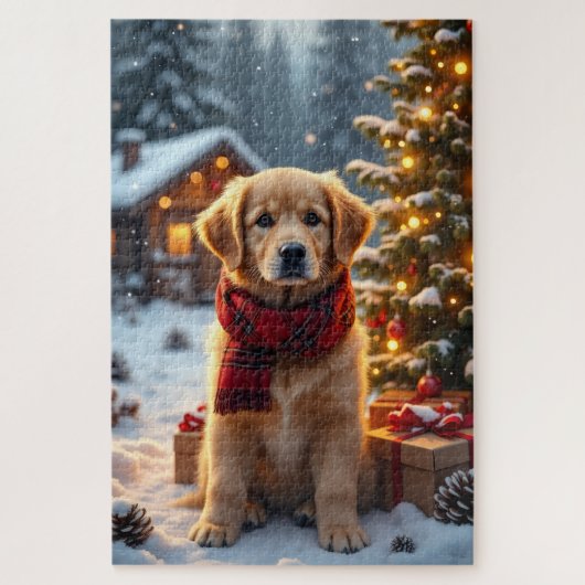 Puzzle Art de Noël Golden Retriever (Vertical)