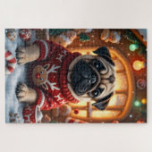 Puzzle Art de Noël sur le thème des Pug (Horizontal)