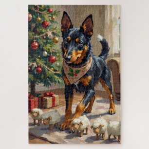 Puzzle Art de Noël sur le thème du berger Australien Kelp