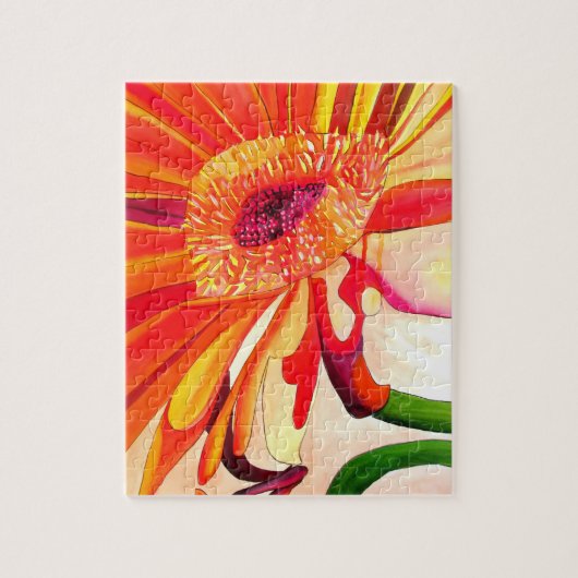 Puzzle Art de peinture à l'aquarelle de fleurs de Gerbera (Vertical)