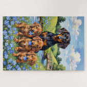 Puzzle Art de prairie de Dachshund Forget-Me-Not (Horizontal)