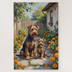 Puzzle Art de Terrier Australien Jardin en Fleur