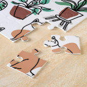 Puzzle Art de trait dessin chats et fleurs (Côté)