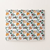 Puzzle Art de trait dessin chats et fleurs (Horizontal)