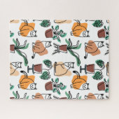 Puzzle Art de trait dessin chats et fleurs (Horizontal)