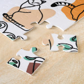 Puzzle Art de trait dessin chats et fleurs (Côté)