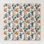 Puzzle Art de trait dessin chats et fleurs (Vertical)