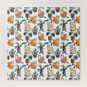 Puzzle Art de trait dessin chats et fleurs