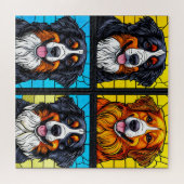 Puzzle Art de vitrail chiens colorés (Horizontal)