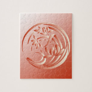 Puzzle Art Déco Lily motif - corail orange