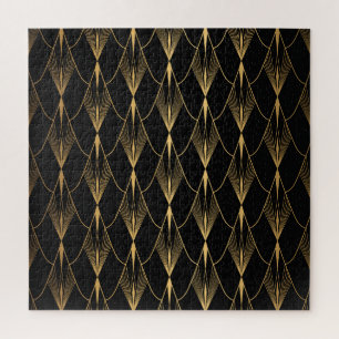 Puzzle Art Déco : Noir Or sans couture luxe