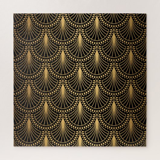 Puzzle Art Déco, or noir, motif sans soudure. (Vertical)