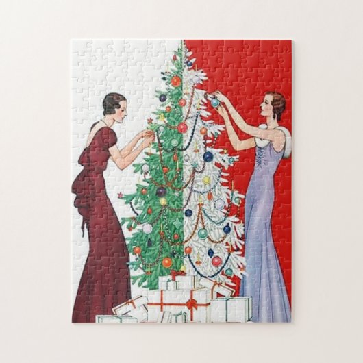 Puzzle Art déco retro dames vintage Noël (Vertical)
