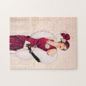 Puzzle Art déco rétro vintage dame de Noël (Horizontal)