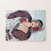 Puzzle Art déco rétro vintage dame de Noël (Horizontal)