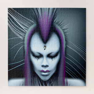 Puzzle Art d'IA hybride éthéré d'humain et d'alien dystop
