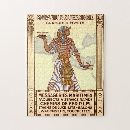 Puzzle Art d'illustration de voyage en Egypte vintage (Vertical)