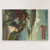 Puzzle Art d'illustration de voyage en Suisse vintage (Horizontal)