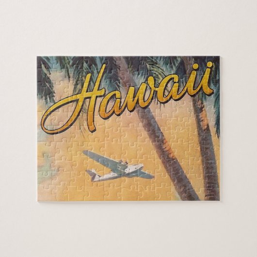 Puzzle Art d'illustration de voyage vintage Hawaii (Horizontal)