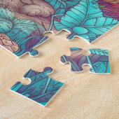 Puzzle Art d'illustration du village de champignons rétro (Côté)