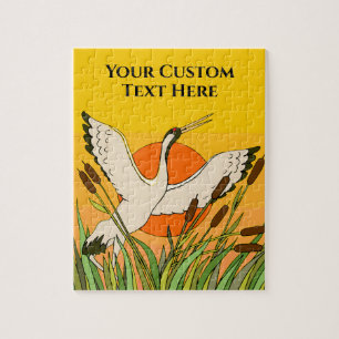 Puzzle Art d'oiseau coloré avec des quenouilles et un cie