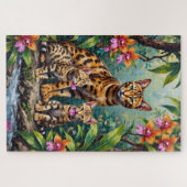 Puzzle Art du chat du Bengale Jungle Orchidée (Horizontal)