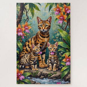 Puzzle Art du chat du Bengale Jungle Orchidée