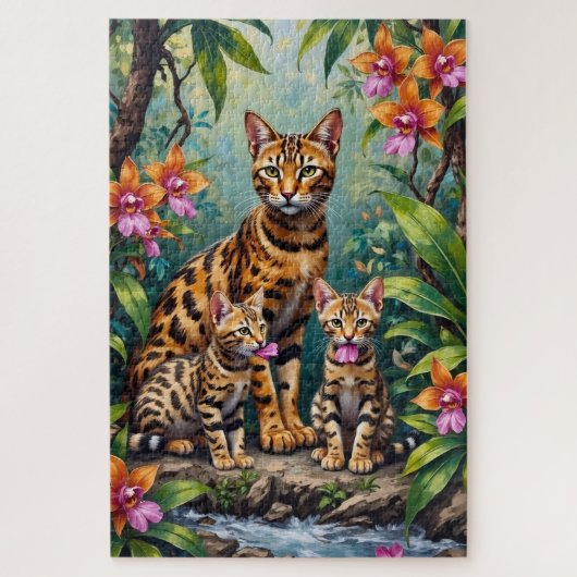 Puzzle Art du chat du Bengale Jungle Orchidée (Vertical)