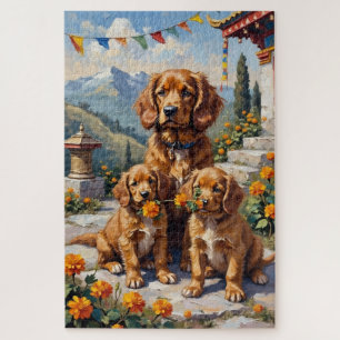 Puzzle Art du jardin du monastère du Spaniel Tibétain