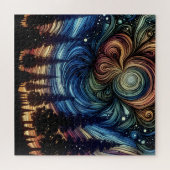Puzzle Art Ethétique mystique avec arbres et ciel nocturn (Horizontal)
