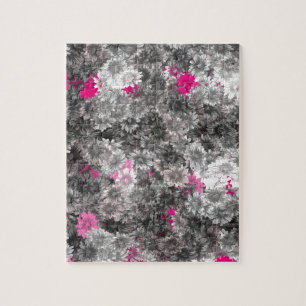 Puzzle Art floral rose et gris