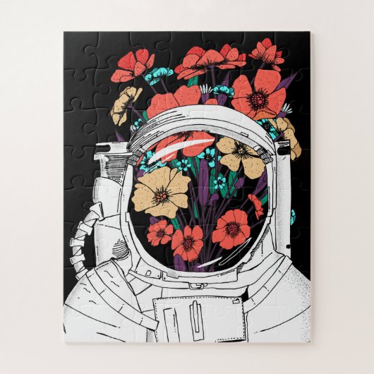Puzzle Art floral spatial astronaute (Vertical)