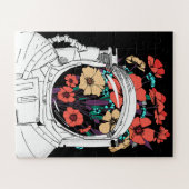 Puzzle Art floral spatial astronaute (Horizontal)