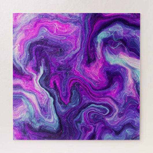 Puzzle Art fluide en marbre rose, bleu, violet (Horizontal)