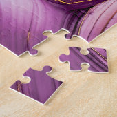 Puzzle Art fluide, texture dorée lilas marbrée. (Côté)