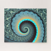 Puzzle Art fractal abstrait bleu turquoise orange Spirale (Horizontal)