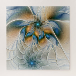 Puzzle Art fractal abstrait et aérien avec du bleu