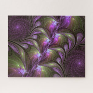 Puzzle Art fractal abstrait violet pourpre kaki coloré