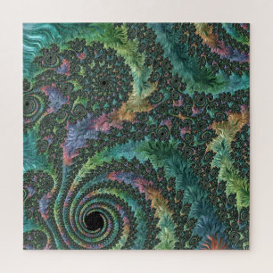 Puzzle Art fractal coloré aux tons de bijoux psychédéliqu