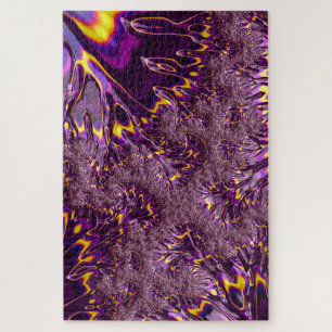 Puzzle Art fractal groovy jaune violet trippy vibrant