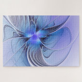 Puzzle Art fractal moderne abstrait bleu lavande (Horizontal)
