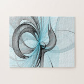 Puzzle Art fractal moderne gris anthracite abstrait bleu (Horizontal)