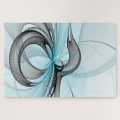 Puzzle Art fractal moderne gris anthracite abstrait bleu (Horizontal)