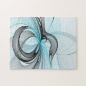 Puzzle Art fractal moderne gris anthracite abstrait bleu (Horizontal)